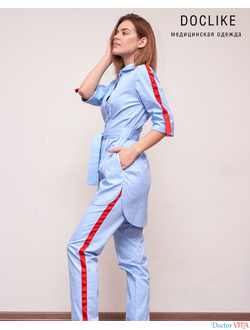 БЛУЗА DOCLIKE DL492/1 голубая с лентой