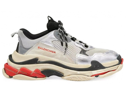 Balenciaga Triple-S (БАЛЕНСИАГА) серебристо-красные женские (36-41)