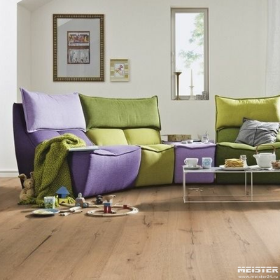 Паркетная доска Meister HD 400 Lindura Дуб рустик Чистый 8413 в интерьере