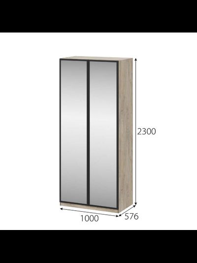 Этна шкаф Ш 57*100 Дуб эндгрей/Софт грей с зеркалами