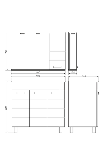 Тумба-умывальник "Модена М-90" белая матовая с раковиной QUADRO 90