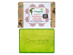 Мыло с глицерином АЛОЭ И КАЛЕНДУЛА Sangam herbals, 100 гр