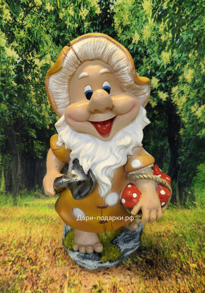 Гном садовник с грибами 53*30см   2,5кг   полистоун пр-во Россия 3187/012590*