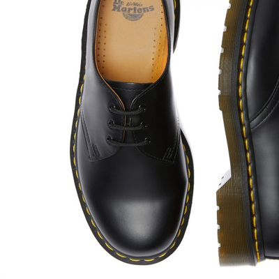 Ботинки Dr. Martens 1461 Smooth Hf черные с желтой строчкой