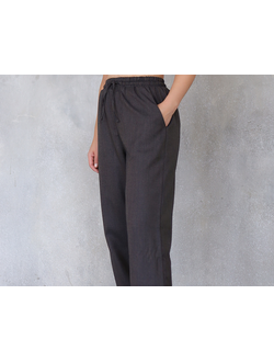 Брюки с манжетами из  костюмной шерсти  (клетка/коричневый)