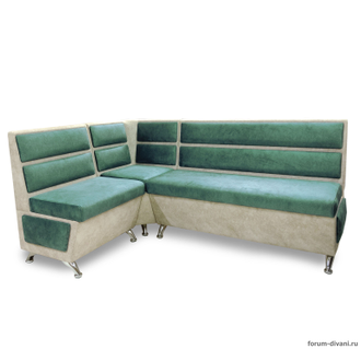 Кухонный Угловой диван "ФОРУМ-1МС", Зеленый/Слоновая кость, Левый