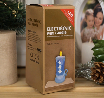 LED свеча-ночник "Свеча снеговик", 15х7х9 см