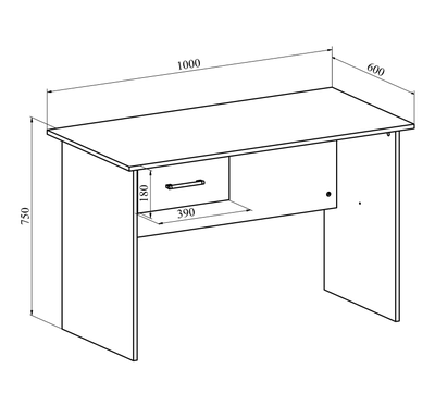 Стол офисный ОФ-111К с тумбой ОФ-26 Блэквуд сатиновый