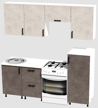 Кухня Эконом 1,5 метра с полуколонкой (1000х500) Цвет: Цемент светлый/Цемент темный