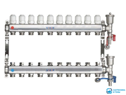 Коллекторный блок нерж в сборе с вентилями без кранов 10 выходов