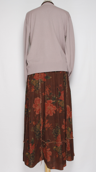 ЮБКА "Цветы винтажная" терракотовая до р.52