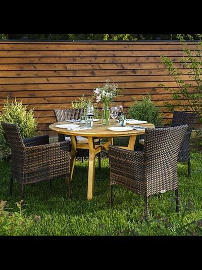 Обеденный комплект Modena 120 см на 4 персоны с плетеными креслами