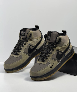 Nike Air Force 1 Mid Green Black Зимние