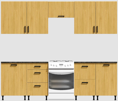 Кухня Эконом 2,1 метра (600х450х600х450) Цвет: Дуб Сонома/Дуб Сонома