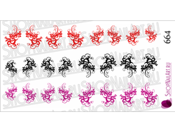 Слайдер дизайн 664 - Завитой узор красного, черного и розового цвета.