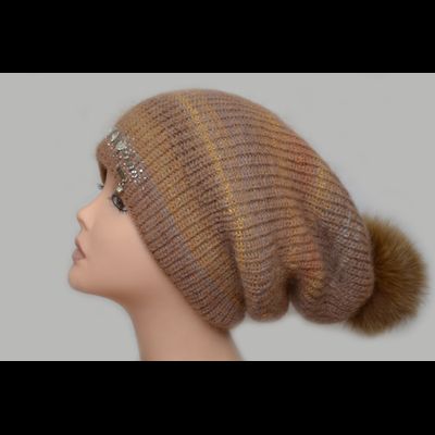 шапка носок женская вязаная с помпоном фото