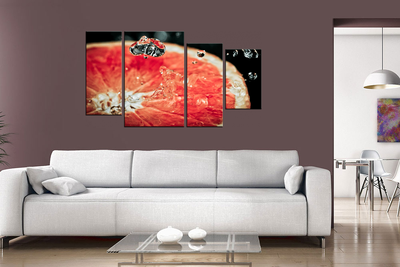 Модульная картина "Капли и цитрус"