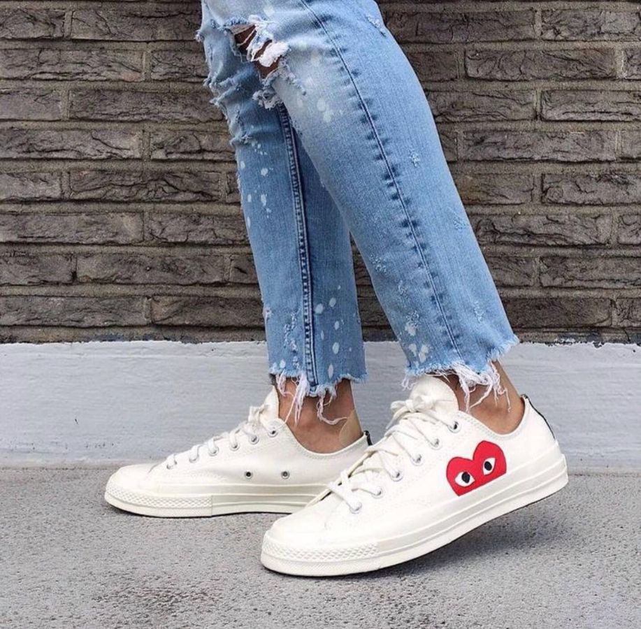 Converse Comme des Garcons белые низкие