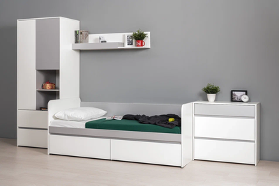 Шкаф для одежды Торонто 13.333 белый шагрень, стальной серый