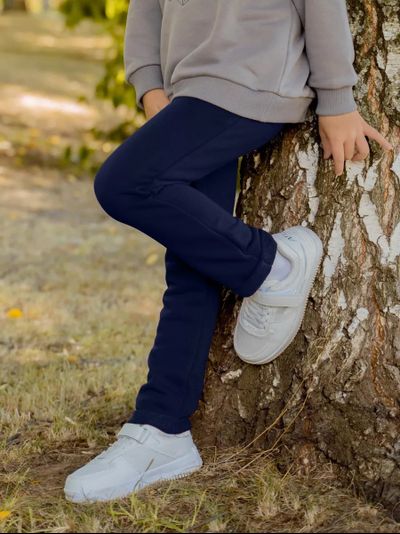 Брюки с подворотами синие