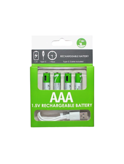 Перезаряжаемая батарея "Smartoools" (Li-ion AАA) с Type-C, характеристики: 750mAh/1.5V/ 4шт