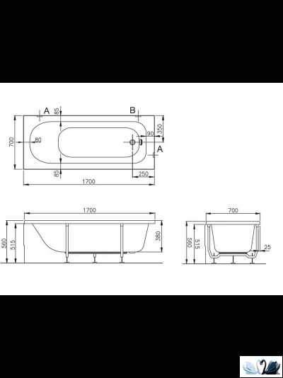 Ванна акриловая Vitra Optimum Neo 170 x 70 см, 64530001000