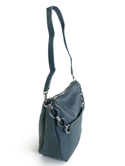 (АРТИКУЛ: 10065/1) СУМКА ЖЕНСКАЯ, НЕБОЛЬШАЯ, НАТУРАЛЬНАЯ КОЖА, ГРЯЗНО-ГОЛУБАЯ, С ПЛЕЧЕВЫМ РЕМНЕМ