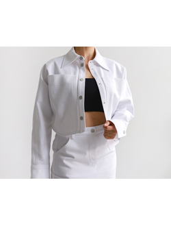 Куртка укороченная из джинсовой ткани (белый)