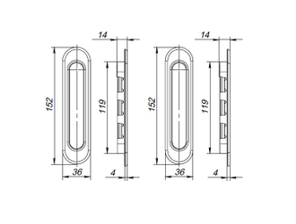 Ручки Punto (Пунто) для раздвижных дверей Soft LINE SL-010 AB