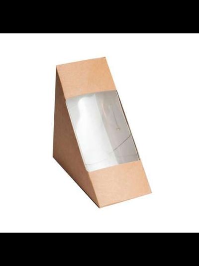 Коробка с окном для сэндвичей с окном (крафт), 130*130*50мм