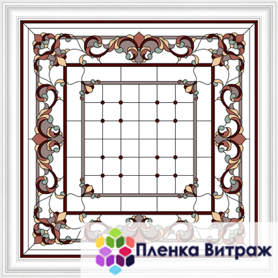 Пленка самоклеющаяся на потолок , витражная пленка, пленочный витраж с классическим рисунком