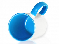 Кружка цветная внутри и ручка "Голубая", с фотопечатью