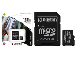 Карта памяти Kingston SDCS2/128GB microSD 128GB microSDXC Class 10 UHS-I U1 Canvas Select Plus (SD адаптер)