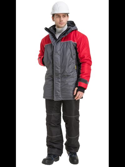 Куртка ГОРОД-ЗИМА, цв. серый/светло-серый/красный