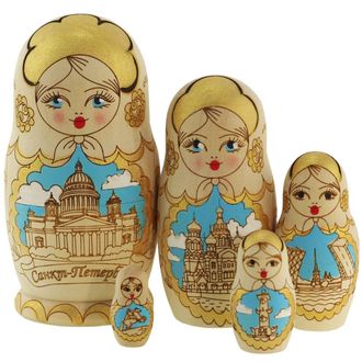 Матрёшка Санкт-Петербург 5-и кукольная 100*50 с росписью
