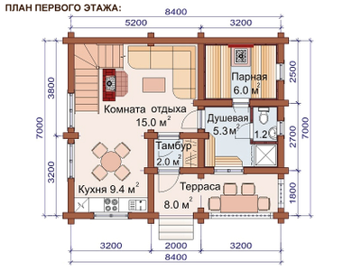 Гостевой двухэтажный дом-баня с бильярдной ДБ-14, площадь 123 м2