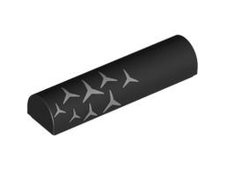 Slope, Curved 1 x 4 x 2/3 Double with Silver Mercedes-Benz Logo Repeating Pattern Model Left Side, Black (79756pb03L 6539350)