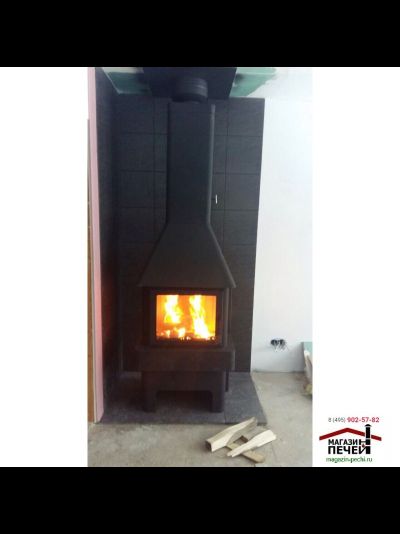 Экокамин Бавария три стекла черный