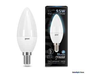 Gauss LED Candle 9.5w 840 E14