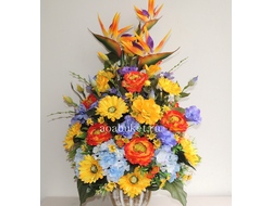 Композиция из искусственных цветов стрелицы - яркая Стрелиция цветок № ОД001/Купить для интерьера