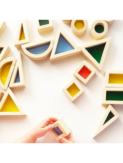 Радужные блоки 24 штуки, деревянный конструктор игрушечный