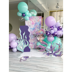 Фотозона с шарами русалочка (морская тема)