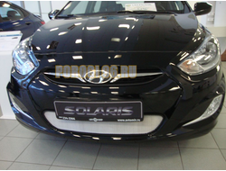 Защита радиатора Hyundai Solaris 2011-2014 chrome