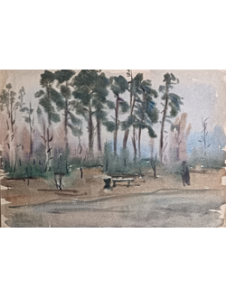 "Весенний парк" бумага акварель Шкурко В.П. 1960-е годы