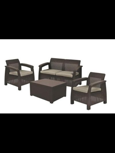 Комплект мебели Корфу со столиком-сундуком (Corfu box set) коричневый