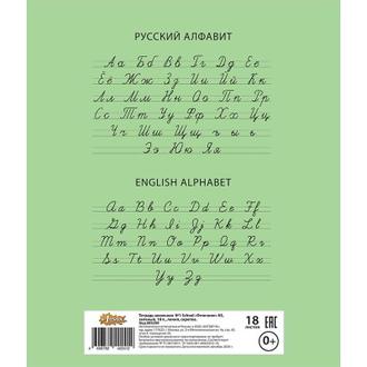 Тетрадь школьная А5,18л,линия,скреп. №1 School Отличник Зеленый 10шт/уп
