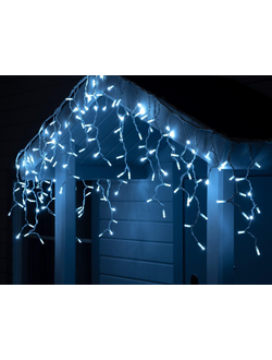 Гирлянда бахрома уличная каучук, белый провод, белый свет, 3.0x0.6/0.5/0.4м., 100led, 220В.