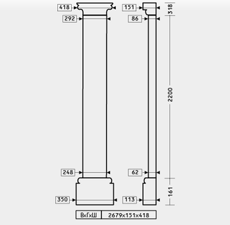 Пилястра 4.20.301 - 292 мм