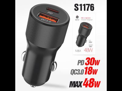 Автомобильное зарядное устройство deespi ES12 QC3.0 + PD30W 48W(Black)