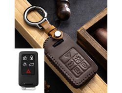 Коричневый чехол на контактный ключ Volvo v40, v60, v70, s60, s80, xc60, xc70 (5 кнопок)